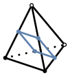 graph case12 {
node [shape=point, fontname="source code pro"];
edge [style=solid, penwidth=2];

v6 [pos="0.,0.!", fillcolor=black];
v7 [pos="0.6,-0.2!", fillcolor=black];
v8 [pos="0.9,0.2!", fillcolor=white];
v9 [pos="0.4,0.8!", fillcolor=white];

//v0 [pos="0.3,-0.1!", color="#5E81AC"];
v1 [pos="0.75,0.!", color="#5E81AC"];
v2 [pos="0.45,0.1!", color="#5E81AC"];
v3 [pos="0.5,0.3!", color="#5E81AC"];
//v4 [pos="0.65,0.5!", color="#5E81AC"];
v5 [pos="0.2,0.4!", color="#5E81AC"];

v6 -- v7 [style=solid];
v7 -- v8 [style=solid];
v8 -- v6 [style=dotted];
v6 -- v9 [style=solid];
v7 -- v9 [style=solid];
v8 -- v9 [style=solid];

v1 -- v2 [color="#5E81AC"];
v2 -- v5 [color="#5E81AC"];
v5 -- v3 [color="#5E81AC"];
v3 -- v1 [color="#5E81AC"];

}