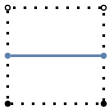 graph case12 {
node [shape=point, fontname="source code pro"];
edge [style=solid, penwidth=2];

v0 [pos="0.,0.!", fillcolor=black];
v1 [pos="1.,0.!", fillcolor=black];
v2 [pos="1.,1.!", fillcolor=white];
v3 [pos="0.,1.!", fillcolor=white];

//v4 [pos="0.5,0.!", color="#5E81AC"];
v5 [pos="1.0,0.5!", color="#5E81AC"];
//v6 [pos="0.5,1.!", color="#5E81AC"];
v7 [pos="0.,0.5!", color="#5E81AC"];

v0 -- v1 [style=dotted];
v1 -- v2 [style=dotted];
v2 -- v3 [style=dotted];
v3 -- v0 [style=dotted];

v7 -- v5 [color="#5E81AC"];

}