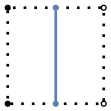 graph case9 {
node [shape=point, fontname="source code pro"];
edge [style=solid, penwidth=2];

v0 [pos="0.,0.!", fillcolor=black];
v1 [pos="1.,0.!", fillcolor=white];
v2 [pos="1.,1.!", fillcolor=white];
v3 [pos="0.,1.!", fillcolor=black];

v4 [pos="0.5,0.!", color="#5E81AC"];
//v5 [pos="1.0,0.5!", color="#5E81AC"];
v6 [pos="0.5,1.!", color="#5E81AC"];
//v7 [pos="0.,0.5!", color="#5E81AC"];

v0 -- v1 [style=dotted];
v1 -- v2 [style=dotted];
v2 -- v3 [style=dotted];
v3 -- v0 [style=dotted];

v6 -- v4 [color="#5E81AC"];

}