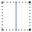 graph case6 {
node [shape=point, fontname="source code pro"];
edge [style=solid, penwidth=2];

v0 [pos="0.,0.!", fillcolor=white];
v1 [pos="1.,0.!", fillcolor=black];
v2 [pos="1.,1.!", fillcolor=black];
v3 [pos="0.,1.!", fillcolor=white];

v4 [pos="0.5,0.!", color="#5E81AC"];
//v5 [pos="1.0,0.5!", color="#5E81AC"];
v6 [pos="0.5,1.!", color="#5E81AC"];
//v7 [pos="0.,0.5!", color="#5E81AC"];

v0 -- v1 [style=dotted];
v1 -- v2 [style=dotted];
v2 -- v3 [style=dotted];
v3 -- v0 [style=dotted];

v4 -- v6 [color="#5E81AC"];

}