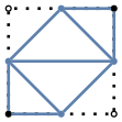 graph case10 {
node [shape=point, fontname="source code pro"];
edge [style=solid, penwidth=2];


v0 [pos="0.,0.!", fillcolor=black];
v1 [pos="1.,0.!", fillcolor=white];
v2 [pos="1.,1.!", fillcolor=black];
v3 [pos="0.,1.!", fillcolor=white];

v4 [pos="0.5,0.!", color="#5E81AC"];
v5 [pos="1.0,0.5!", color="#5E81AC"];
v6 [pos="0.5,1.!", color="#5E81AC"];
v7 [pos="0.,0.5!", color="#5E81AC"];

v0 -- v1 [style=dotted];
v1 -- v2 [style=dotted];
v2 -- v3 [style=dotted];
v3 -- v0 [style=dotted];

v0 -- v4 [color="#5E81AC"];
v4 -- v7 [color="#5E81AC"];
v7 -- v0 [color="#5E81AC"];
v4 -- v5 [color="#5E81AC"];
v5 -- v7 [color="#5E81AC"];
v5 -- v6 [color="#5E81AC"];
v6 -- v7 [color="#5E81AC"];
v5 -- v2 [color="#5E81AC"];
v2 -- v6 [color="#5E81AC"];
}